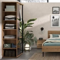 Kledingrek met spiegel Lucian | 80 x 58 x 220 cm | Helvezia Oak-design