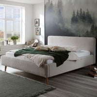 Bed Madras 160x200cm met opbergruimte ribfluweel - beige