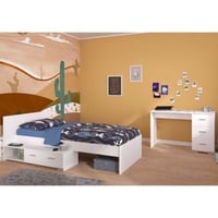 Kinderkamerset Galaxy | Eenpersoonsbed, bureautafel | Wit