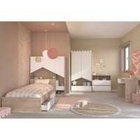 Slaapkamerset Shelter | Eenpersoonsbed, Bedladenset, Achterbouwstuk, Commode, Bureau