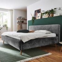 Tweepersoonsbed Younes 180x200cm met opbergruimte - antraciet