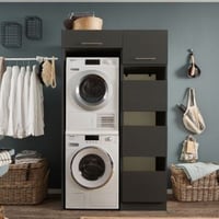 Wasmachinekastcombinatie Laundreezy | 118 x 68 x 200 cm | Antraciet
