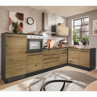 Complete keuken Jazz | Gootsteenkast, onderkast, bovenkast, koelkast- en ovenelement | Eiken design