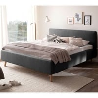 Tweepersoonsbed Tony 180x200cm met opbergruimte - antraciet