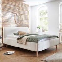 Tweepersoonsbed Dalila 180x200cm teddystof met opbergruimte - wit