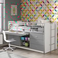 Halfhoogslaper met bureau Bonny 95 - zilver