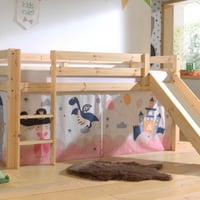 Halfhoogslaper met glijbaan Astrid met bedtent Princess Sophie - dennenhout