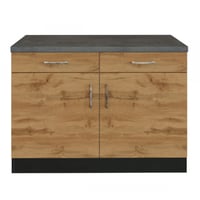 Keukenkast Sorrella 100cm 2 deuren & 2 lades - eik/grafiet