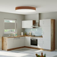 Kitchenette L-vorm Sorrella 270cm met ruimte voor oven, vaatwas en koelkast - wit/eik