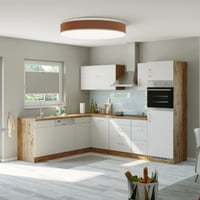 Kitchenette L-vorm Sorrella 270cm met ruimte voor oven, vaatwas en koelkast - wit/eik