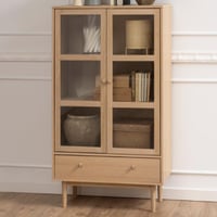 Vitrinekast Aston 145 cm 2 deuren & 1 lade - witte eik