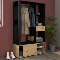 Garderobe Ghislain 1 deur & 1 lade - Japanse eik/zwart