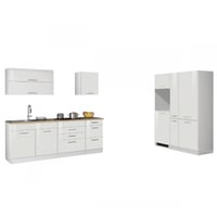 Kitchenette Ragnar 380cm met ruimte voor koelkast-diepvries en oven - hoogglans wit