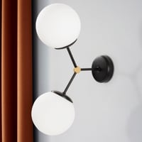 Opviq Wandlamp | Metalen behuizing, glazen kap | 28 x 15 cm | IP20 | Zwart Wit