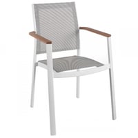 Stapelbare tuinstoel Billie - wit/teak