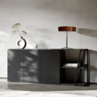 Dressoir Albérique 3 draaideuren en 4 legplanken-Beton/matzwart