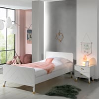 Bed 90x200 cm met lattenbodem en nachtkastje Billy-wit