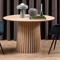 Ronde Eettafel Krishna - Wit Eikenfineer, Ø120x75 cm