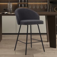 Barstoel June Bouclé Grijs | Metalen Poten | H87 x B52 x D51 cm