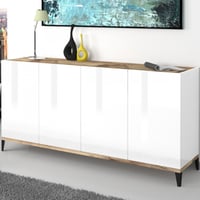 Dressoir Dawn 160 cm-hoogglans wit/esdoorn