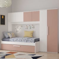 Bed met bedbrug en bedlade Lev-roze/wit