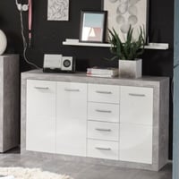 Dressoir Inga 152 cm met 3 deuren & 4 lades - beton/wit