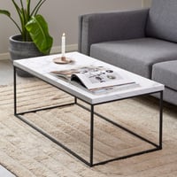 Salontafel Barossa - 110x55x45cm - wit marmer