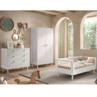 Peuterkamer Forrest: peuterbed 70x140cm, commode, kleerkast - wit beukenhout