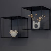 Vita Zwart Wandrek: Stijlvol 36x36x36 cm Staal en plaat