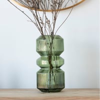 Glazen vaas - Ø12x25 cm - groen