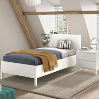 Tienerkamer Eva: bed 90x200cm, nachtkastje - wit