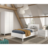 Tienerkamer Eva: bed 90x200cm, nachtkastje, kleerkast - wit
