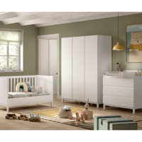 Peuterkamer Eva: peuterbed 70x140cm, commode met luierplank, kleerkast - wit