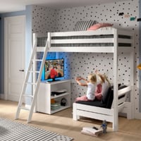 Hoogslaper Pino - 90x200cm - met boekenkast en zetelbed - Wit 