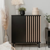 Commode Manet - 80x40x90cm - 2 deuren - zwart/eikdecor