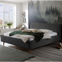 Bed Madras 180x200cm met opbergruimte ribfluweel - antraciet
