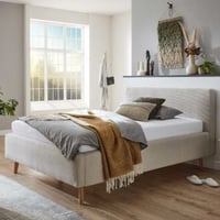 Bed Madras 140x200cm met opbergruimte ribfluweel - beige