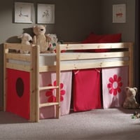 Halfhoogslaper Charlotte met bedtent Flower - dennenhout