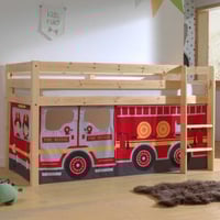 Halfhoogslaper Charlotte met bedtent Fire Truck - dennenhout