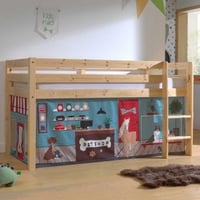 Halfhoogslaper Charlotte met bedtent Pet Shop - dennenhout