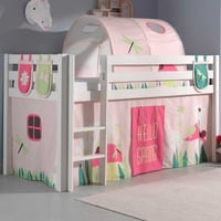 Halfhoogslaper Charlotte met bedtent, -tunnel & opbergzakjes Spring - wit