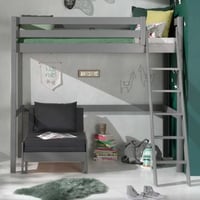 Hoogslaper Claire 90x200 met zetelbed - grijs