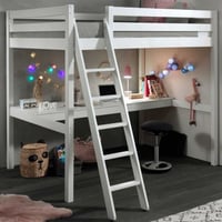 Hoogslaper Claire 140 x 200cm met bureau - wit