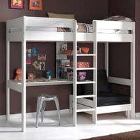 Hoogslaper Lena met bureau & zetelbed - wit