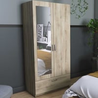 Kleerkast Ryan 2 draaideuren, 3 legplanken, 1 kledingroede en 1 lade-Kronberg eik