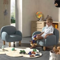 Sofaset voor kinderen Rocky - blauwe boucléstof