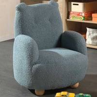 Kinderfauteuil Rocky beer - 60x57x67,5cm - blauwe boucléstof