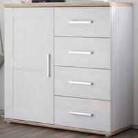 Bijzetkastje Roman 93cm met deur & 4 lades - wit/bruin