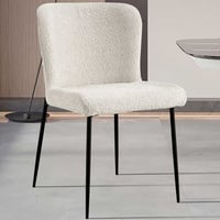 Lisa Bouclé Ecru Stoel - Metalen Poten, H 85 x B-L 50 x D-P 62 cm