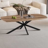 Salontafel Aziz - 130x70x42.5cm - deens ovaal - mangohout/zwart